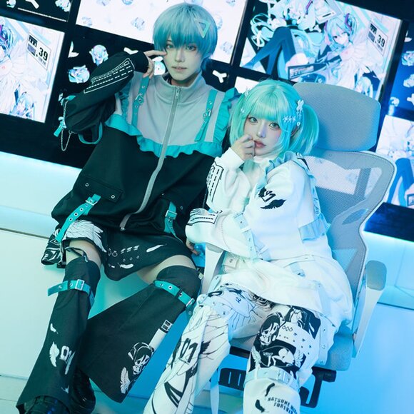 NEW ACDC RAG x Hatsune Miku Forever White Blue Frill Oversized Jacket - Picture 10 of 10
